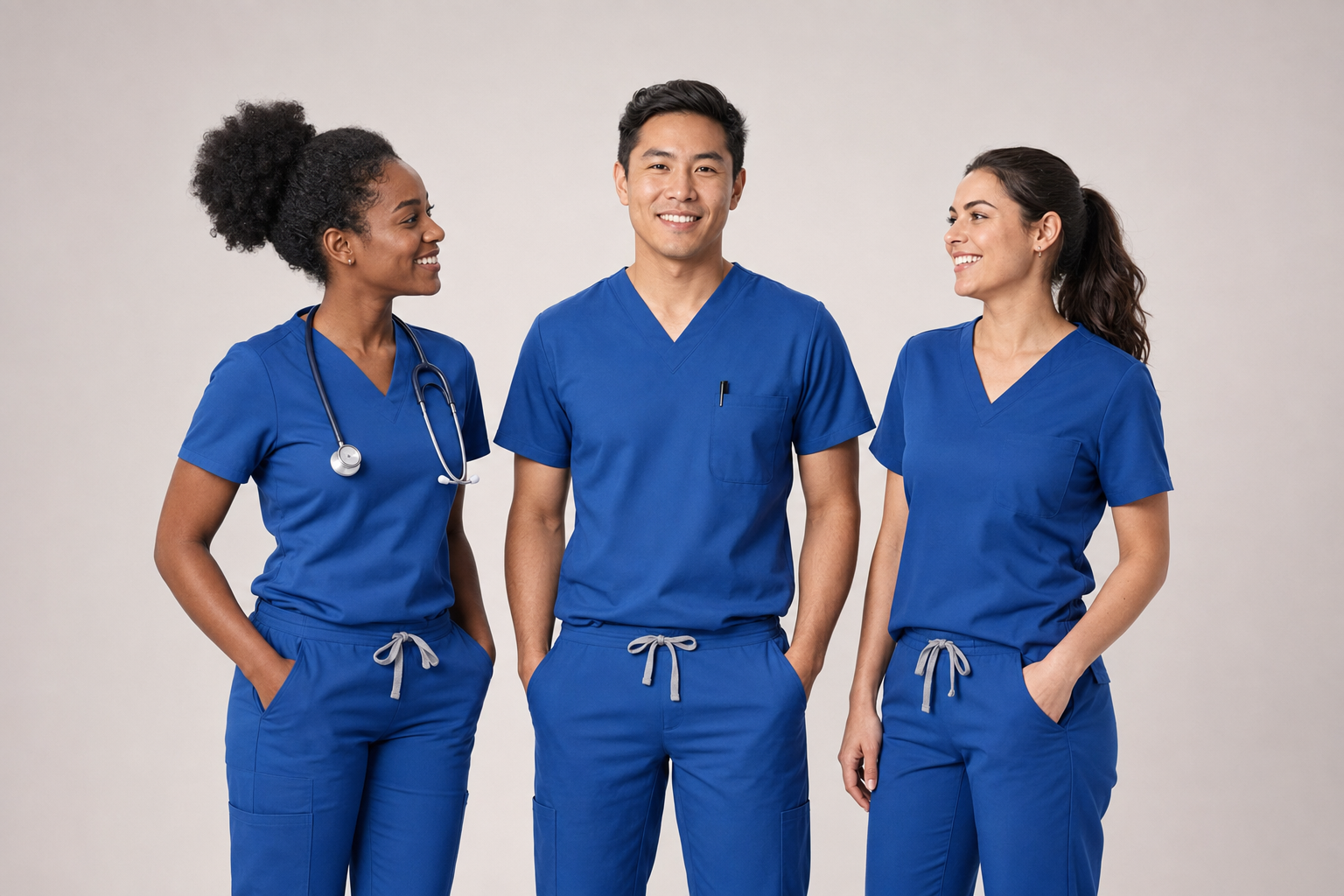 Healthcare professionals in medical apparel